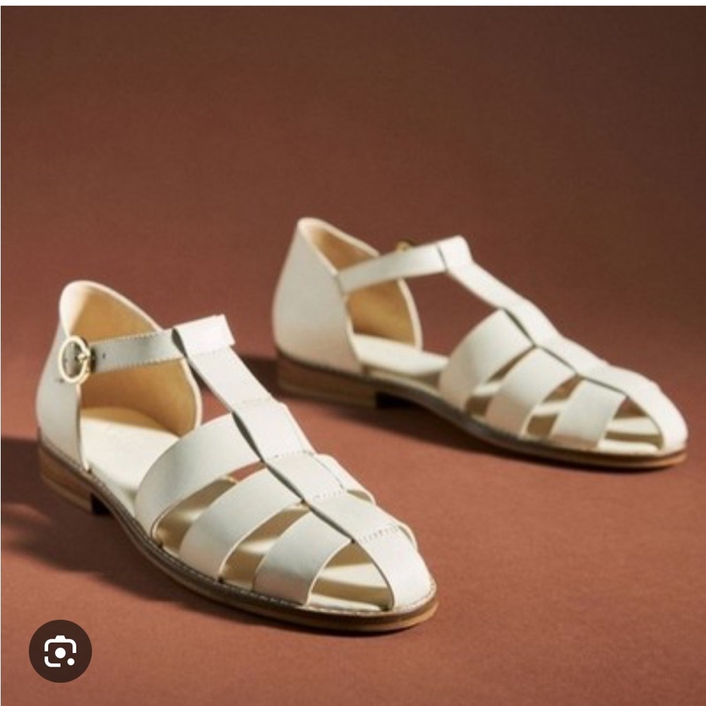 Pilcro Anthropologie Maris fisherman sandals woven  Cream Women's Sandals